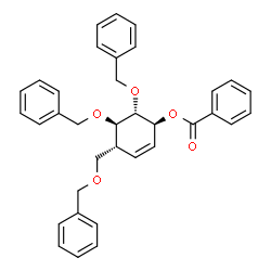 ChemSpider 2D Image | (1S,4R,5R,6S)-5,6-Bis(benzyloxy)-4-[(benzyloxy)methyl]-2-cyclohexen-1-yl benzoate | C35H34O5