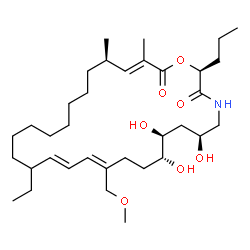 ChemSpider 2D Image | (2S,6S,8S,9R,12Z,14E,25R,26E)-16-Ethyl-6,8,9-trihydroxy-12-(methoxymethyl)-25,27-dimethyl-2-propyl-1-oxa-4-azacyclooctacosa-12,14,26-triene-3,28-dione | C35H61NO7