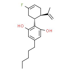 ChemSpider 2D Image | 2-[(1R,6R)-3-Fluoro-6-isopropenyl-3-cyclohexen-1-yl]-5-pentyl-1,3-benzenediol | C20H27FO2