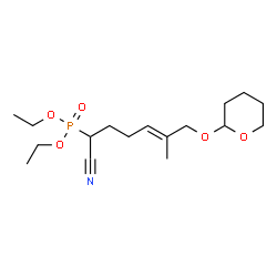 ChemSpider 2D Image | Diethyl [(4E)-1-cyano-5-methyl-6-(tetrahydro-2H-pyran-2-yloxy)-4-hexen-1-yl]phosphonate | C17H30NO5P