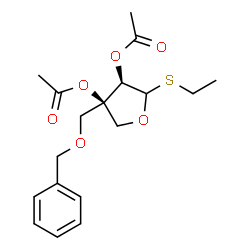ChemSpider 2D Image | (3R,4R)-4-[(Benzyloxy)methyl]-2-(ethylsulfanyl)tetrahydrofuran-3,4-diyl diacetate | C18H24O6S