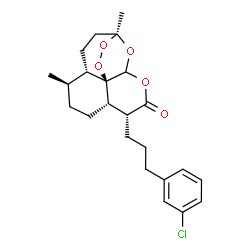 ChemSpider 2D Image | (1S,4S,5R,8S,9R,13R)-9-[3-(3-Chlorophenyl)propyl]-1,5-dimethyl-11,14,15,16-tetraoxatetracyclo[10.3.1.0~4,13~.0~8,13~]hexadecan-10-one | C23H29ClO5