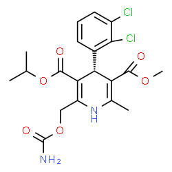 ChemSpider 2D Image | 3-Isopropyl 5-methyl (4R)-2-[(carbamoyloxy)methyl]-4-(2,3-dichlorophenyl)-6-methyl-1,4-dihydro-3,5-pyridinedicarboxylate | C20H22Cl2N2O6