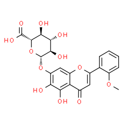 ChemSpider 2D Image | 5,6-Dihydroxy-2-(2-methoxyphenyl)-4-oxo-4H-chromen-7-yl beta-D-glucopyranosiduronic acid | C22H20O12