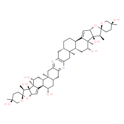 ChemSpider 2D Image | (1'S,2R,2'R,3a'S,4b'R,5S,5'S,5''S,6a'R,9a'S,9b'S,11'R,11a'R,11b'S,12'S,14a'S,15b'R,17a'S,20a'S,20b'S,22'R,22a'R,22b'S)-1',5,5'',9a',11a',12',20a',22a'-Octamethyl-3,3'',3a',4,4'',4b',5,5',5'',6,6',6'',
6a',7',9',9a',9b',10',11',11a',14a',15b',16',17',17a',18',20',20a',20b',21',22',22a'-dotriacontahydrodispiro[pyran-2,13'-bisfuro[3'',2'':3',4']cyclopenta[1',2':5,6]naphtho[1,2-b:1',2'-i]phenazine-2',2
''-pyran]-5,5',5'',11',11b',22',22b'(1'H,12' | C54H76N2O11