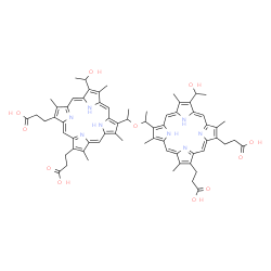 ChemSpider 2D Image | 3,3',3'',3'''-(Oxybis{1,1-ethanediyl[17-(1-hydroxyethyl)-3,7,13,18-tetramethyl-2,8,12-porphyrintriyl]})tetrapropanoic acid | C68H74N8O11