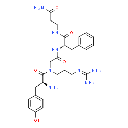 ChemSpider 2D Image | L-Tyrosyl-N-{3-[(diaminomethylene)amino]propyl}glycyl-L-phenylalanyl-beta-alaninamide | C27H38N8O5