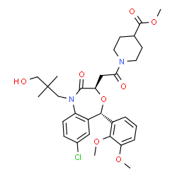 ChemSpider 2D Image | Methyl 1-{[(3R,5S)-7-chloro-5-(2,3-dimethoxyphenyl)-1-(3-hydroxy-2,2-dimethylpropyl)-2-oxo-1,2,3,5-tetrahydro-4,1-benzoxazepin-3-yl]acetyl}-4-piperidinecarboxylate | C31H39ClN2O8