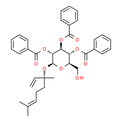 ChemSpider 2D Image | (3R)-3,7-Dimethyl-1,6-octadien-3-yl 2,3,4-tri-O-benzoyl-beta-D-glucopyranoside | C37H40O9