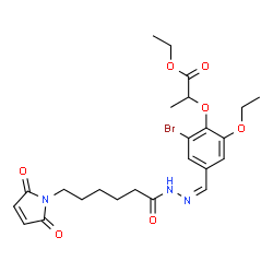 ChemSpider 2D Image | Ethyl 2-{2-bromo-4-[(Z)-{[6-(2,5-dioxo-2,5-dihydro-1H-pyrrol-1-yl)hexanoyl]hydrazono}methyl]-6-ethoxyphenoxy}propanoate | C24H30BrN3O7