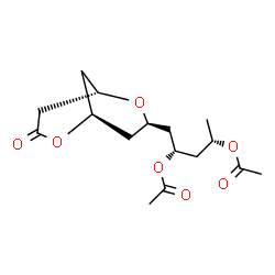 ChemSpider 2D Image | (2S,4S)-1-[(1S,3S,5R)-7-Oxo-2,6-dioxabicyclo[3.3.1]non-3-yl]-2,4-pentanediyl diacetate | C16H24O7