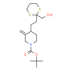 ChemSpider 2D Image | 2-Methyl-2-propanyl 4-{2-[2-(hydroxymethyl)-1,3-dithian-2-yl]ethyl}-3-methylene-1-piperidinecarboxylate | C18H31NO3S2