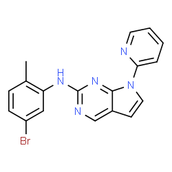 ChemSpider 2D Image | N-(5-Bromo-2-methylphenyl)-7-(2-pyridinyl)-7H-pyrrolo[2,3-d]pyrimidin-2-amine | C18H14BrN5