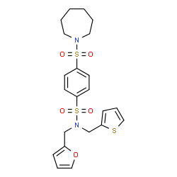 ChemSpider 2D Image | 4-(1-Azepanylsulfonyl)-N-(2-furylmethyl)-N-(2-thienylmethyl)benzenesulfonamide | C22H26N2O5S3