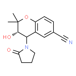 ChemSpider 2D Image | (3S)-3-Hydroxy-2,2-dimethyl-4-(2-oxo-1-pyrrolidinyl)-6-chromanecarbonitrile | C16H18N2O3