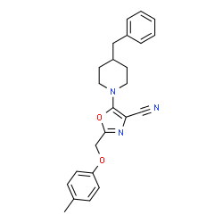 ChemSpider 2D Image | 5-(4-Benzyl-1-piperidinyl)-2-[(4-methylphenoxy)methyl]-1,3-oxazole-4-carbonitrile | C24H25N3O2