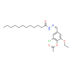 ChemSpider 2D Image | 2-Chloro-4-[(Z)-(dodecanoylhydrazono)methyl]-6-ethoxyphenyl acetate | C23H35ClN2O4