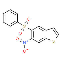 ChemSpider 2D Image | 6-Nitro-5-(phenylsulfonyl)-1-benzothiophene | C14H9NO4S2