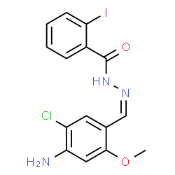 ChemSpider 2D Image | N'-[(Z)-(4-Amino-5-chloro-2-methoxyphenyl)methylene]-2-iodobenzohydrazide | C15H13ClIN3O2