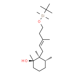 ChemSpider 2D Image | (1R,2S,3R)-2-[(2E)-5-{[Dimethyl(2-methyl-2-propanyl)silyl]oxy}-3-methyl-2-penten-1-yl]-1,2,3-trimethylcyclohexanol | C21H42O2Si