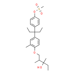ChemSpider 2D Image | 4-(3-{4-[(3-Hydroxy-2,3-dimethylpentyl)oxy]-3-methylphenyl}-3-pentanyl)phenyl methanesulfonate | C26H38O5S