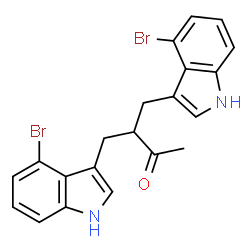 ChemSpider 2D Image | 4-(4-Bromo-1H-indol-3-yl)-3-[(4-bromo-1H-indol-3-yl)methyl]-2-butanone | C21H18Br2N2O