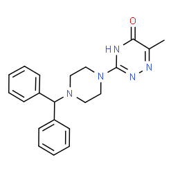 ChemSpider 2D Image | 3-[4-(Diphenylmethyl)-1-piperazinyl]-6-methyl-1,2,4-triazin-5(2H)-one | C21H23N5O