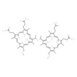 ChemSpider 2D Image | 3,3',3'',3'''-(Oxybis{1,1-ethanediyl[12-(methoxymethyl)-3,8,13,17-tetramethyl-7,2,18-porphyrintriyl]})tetrapropanoic acid | C68H74N8O11