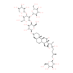 ChemSpider 2D Image | (3beta,5alpha,22R,25R)-26-(beta-D-Glucopyranosyloxy)-22-hydroxy-12-oxofurostan-3-yl beta-D-glucopyranosyl-(1->2)-[beta-D-xylopyranosyl-(1->3)]-beta-D-glucopyranosyl-(1->4)-beta-D-galactopyranoside | C56H92O29
