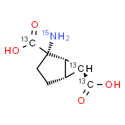 ChemSpider 2D Image | (1S,2S,5R,6S)-2-(~15~N)Amino(6-~13~C)bicyclo[3.1.0]hexane-2,6-(~13~C_2_)dicarboxylic acid | C513C3H1115NO4