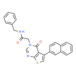 ChemSpider 2D Image | N-Benzyl-2-[5-(2-naphthyl)-4-oxothieno[2,3-d]pyrimidin-3(4H)-yl]acetamide | C25H19N3O2S