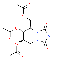 ChemSpider 2D Image | (5R,6R,7R)-5-(Acetoxymethyl)-2-methyl-1,3-dioxohexahydro-1H-[1,2,4]triazolo[1,2-a]pyridazine-6,7-diyl diacetate | C14H19N3O8