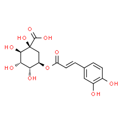 ChemSpider 2D Image | (1S,2R,3S,4R,5R)-5-{[(2E)-3-(3,4-Dihydroxyphenyl)-2-propenoyl]oxy}-1,2,3,4-tetrahydroxycyclohexanecarboxylic acid | C16H18O10