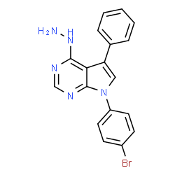ChemSpider 2D Image | 7-(4-Bromophenyl)-4-hydrazino-5-phenyl-7H-pyrrolo[2,3-d]pyrimidine | C18H14BrN5