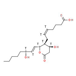 ChemSpider 2D Image | (5Z)-7-[(2S,3R,4R)-4-Hydroxy-2-[(1Z,3R)-3-hydroxy(2,3-~3~H_2_)-1-octen-1-yl]-6-oxo(2,3,4-~3~H_3_)tetrahydro-2H-pyran-3-yl](5,6-~3~H_2_)-5-heptenoic acid | C20H25T7O6