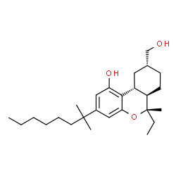 ChemSpider 2D Image | (6aR,9R,10aR)-6-ethyl-9-(hydroxymethyl)-6-methyl-3-(2-methyloctan-2-yl)-6a,7,8,9,10,10a-hexahydro-6H-benzo[c]chromen-1-ol | C26H42O3