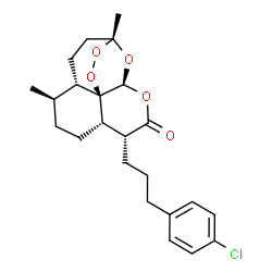 ChemSpider 2D Image | (1R,4S,5R,8S,9R,12S,13R)-9-[3-(4-Chlorophenyl)propyl]-1,5-dimethyl-11,14,15,16-tetraoxatetracyclo[10.3.1.0~4,13~.0~8,13~]hexadecan-10-one | C23H29ClO5