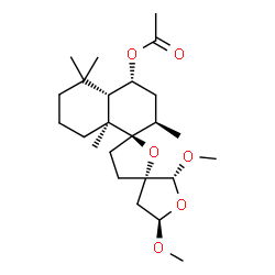 ChemSpider 2D Image | (2R,2''R,3S,4''R,4a''S,5R,5'R,8a''S)-2,5-Dimethoxy-2'',5'',5'',8a''-tetramethyldodecahydro-2''H-dispiro[furan-3,2'-furan-5',1''-naphthalen]-4''-yl acetate | C24H40O6