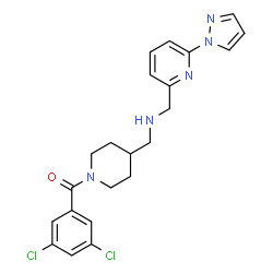ChemSpider 2D Image | (3,5-Dichlorophenyl){4-[({[6-(1H-pyrazol-1-yl)-2-pyridinyl]methyl}amino)methyl]-1-piperidinyl}methanone | C22H23Cl2N5O