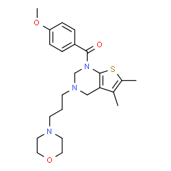 ChemSpider 2D Image | {5,6-Dimethyl-3-[3-(4-morpholinyl)propyl]-3,4-dihydrothieno[2,3-d]pyrimidin-1(2H)-yl}(4-methoxyphenyl)methanone | C23H31N3O3S