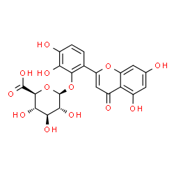ChemSpider 2D Image | 6-(5,7-Dihydroxy-4-oxo-4H-chromen-2-yl)-2,3-dihydroxyphenyl beta-D-glucopyranosiduronic acid | C21H18O13