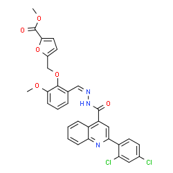 ChemSpider 2D Image | Methyl 5-({2-[(Z)-({[2-(2,4-dichlorophenyl)-4-quinolinyl]carbonyl}hydrazono)methyl]-6-methoxyphenoxy}methyl)-2-furoate | C31H23Cl2N3O6