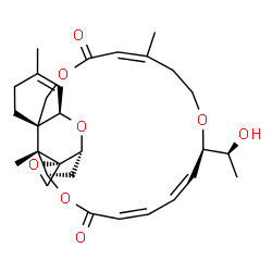 ChemSpider 2D Image | (1'R,2S,3'R,8'R,12'Z,17'R,18'Z,20'Z,24'R,25'S)-17'-[(1S)-1-Hydroxyethyl]-5',13',25'-trimethyl-11'H,22'H-spiro[oxirane-2,26'-[2,10,16,23]tetraoxatetracyclo[22.2.1.0~3,8~.0~8,25~]heptacosa[4,12,18,20]te
traene]-11',22'-dione | C29H38O8