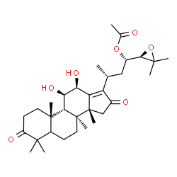 ChemSpider 2D Image | (5xi,8alpha,9beta,11beta,12beta,14beta,23S,24R)-11,12-Dihydroxy-3,16-dioxo-24,25-epoxydammar-13(17)-en-23-yl acetate | C32H48O7