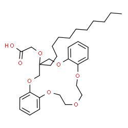 ChemSpider 2D Image | [(18-Undecyl-6,7,9,10,18,19-hexahydro-17H-dibenzo[b,k][1,4,7,10,13]pentaoxacyclohexadecin-18-yl)oxy]acetic acid | C32H46O8