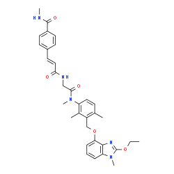 ChemSpider 2D Image | 4-[(1E)-3-({2-[(3-{[(2-Ethoxy-1-methyl-1H-benzimidazol-4-yl)oxy]methyl}-2,4-dimethylphenyl)(methyl)amino]-2-oxoethyl}amino)-3-oxo-1-propen-1-yl]-N-methylbenzamide | C33H37N5O5