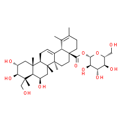 ChemSpider 2D Image | 1-O-[(2alpha,3beta,6beta)-2,3,6,23-Tetrahydroxy-28-oxoursa-12,19-dien-28-yl]-beta-D-glucopyranose | C36H56O11