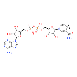 ChemSpider 2D Image | [(2R,3S,4R,5R)-5-(6-aminopurin-9-yl)-3,4-dihydroxy-tetrahydrofuran-2-yl]methyl [[(2R,3S,4R,5R)-5-(3-carbamoyl-4,4-dideuterio-1-pyridyl)-3,4-dihydroxy-tetrahydrofuran-2-yl]methoxy-hydroxy-phosphoryl] hydrogen phosphate | C21H27D2N7O14P2