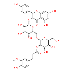 ChemSpider 2D Image | 5,7-Dihydroxy-2-(4-hydroxyphenyl)-4-oxo-4H-chromen-3-yl 6-O-{2-O-[(2E)-3-(4-hydroxy-3-methoxyphenyl)-2-propenoyl]-beta-D-glucopyranosyl}-beta-D-glucopyranoside | C37H38O19