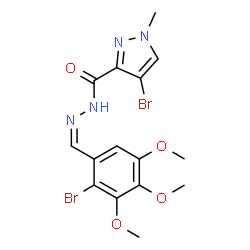 ChemSpider 2D Image | 4-Bromo-N'-[(Z)-(2-bromo-3,4,5-trimethoxyphenyl)methylene]-1-methyl-1H-pyrazole-3-carbohydrazide | C15H16Br2N4O4